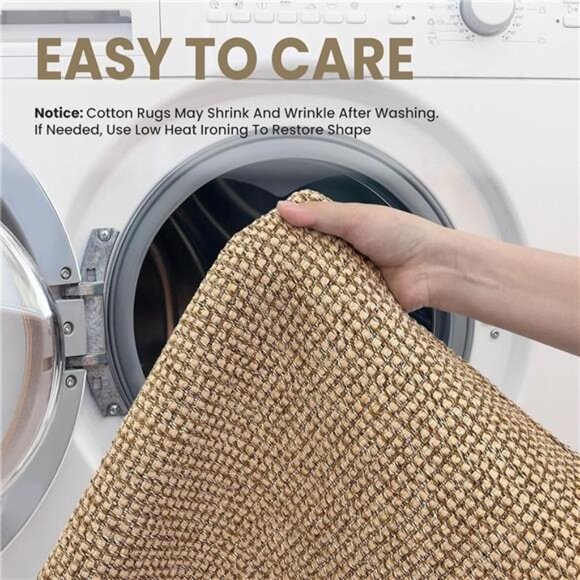 Boho Area Rug 2x3 Ft Washable Rugs for Entryway Natural, Braided Throw Rugs - Picture 3 of 7